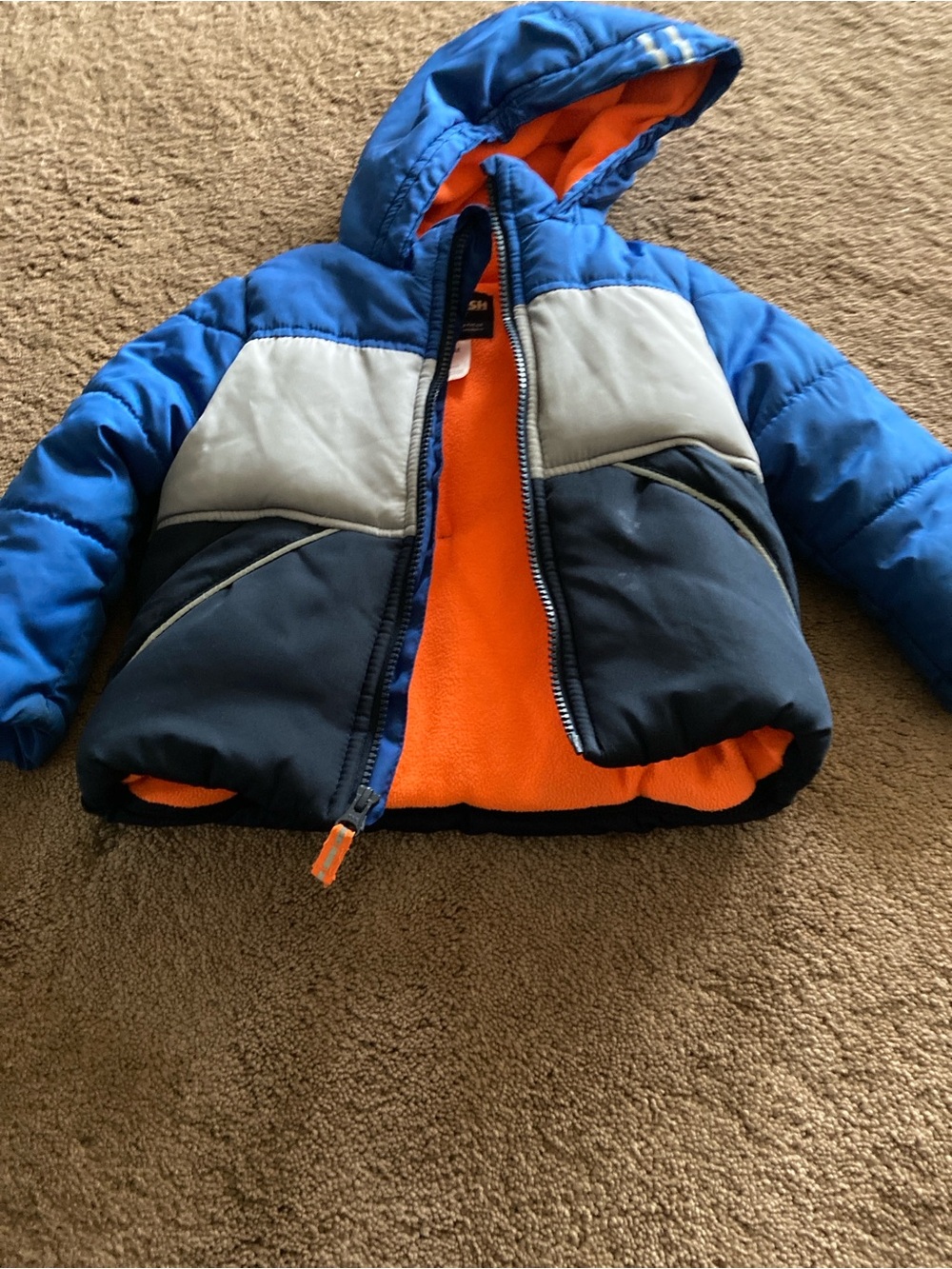OshKosh B'gosh Blue, Navy & Orange Colorblock Kids Puffer Jacket